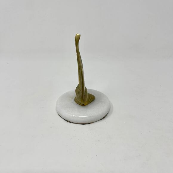 VTG MCM Brass Sailboat White Marble Base Paperweight Figurine Sailing Preppy - Picture 3 of 7